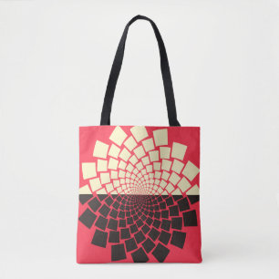 A stylized flower emerging from water, or a rising tote bag