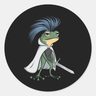 A stylized frog with an eye-catching hairstyle(2) classic round sticker