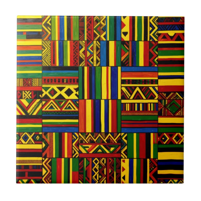 A stylized interpretation of "Kente" print Tile (Front)