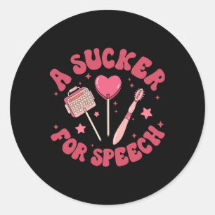 A Sucker For Speech Valentine Slp Speech Language Classic Round Sticker