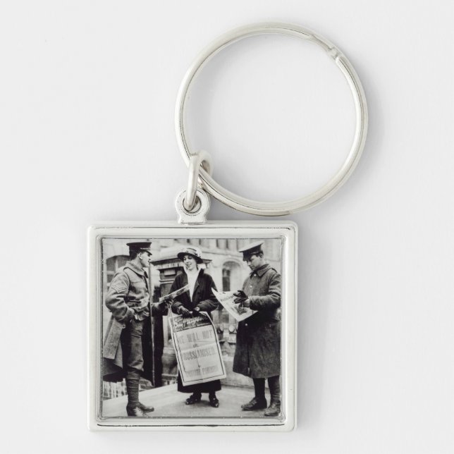 A Suffragette selling newspapers to two Keychain (Front)