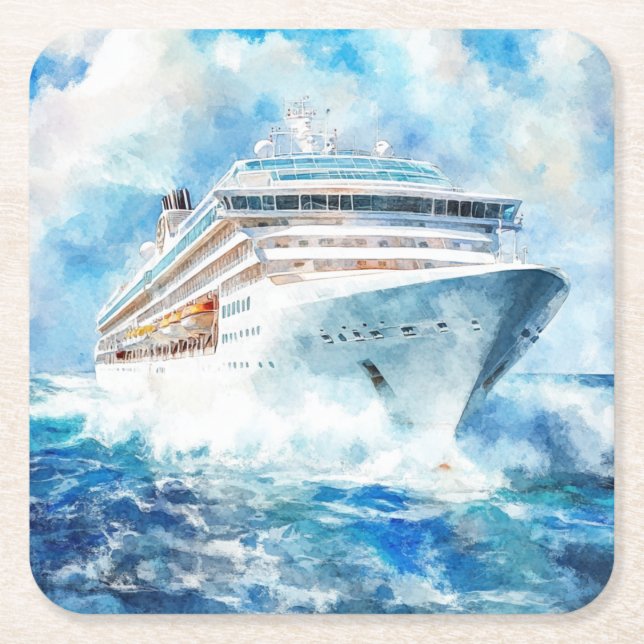A Summer Cruise Square Paper Coaster (Front)