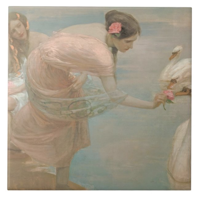 A Summer Morning by Rupert Bunny (1897) Tile (Front)