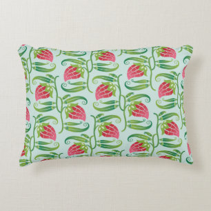 a summery seamless pattern featuring strawberries accent pillow