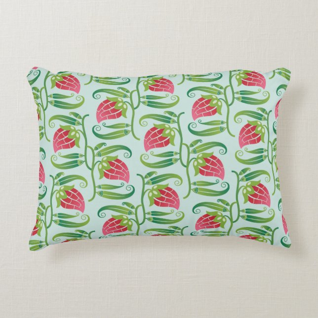 a summery seamless pattern featuring strawberries  accent pillow (Front)