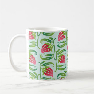 a summery seamless pattern featuring strawberries coffee mug