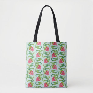 a summery seamless pattern featuring strawberries  tote bag