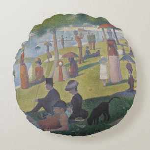 A Sunday on La Grande Jatte, Georges Seurat 1884 Round Pillow