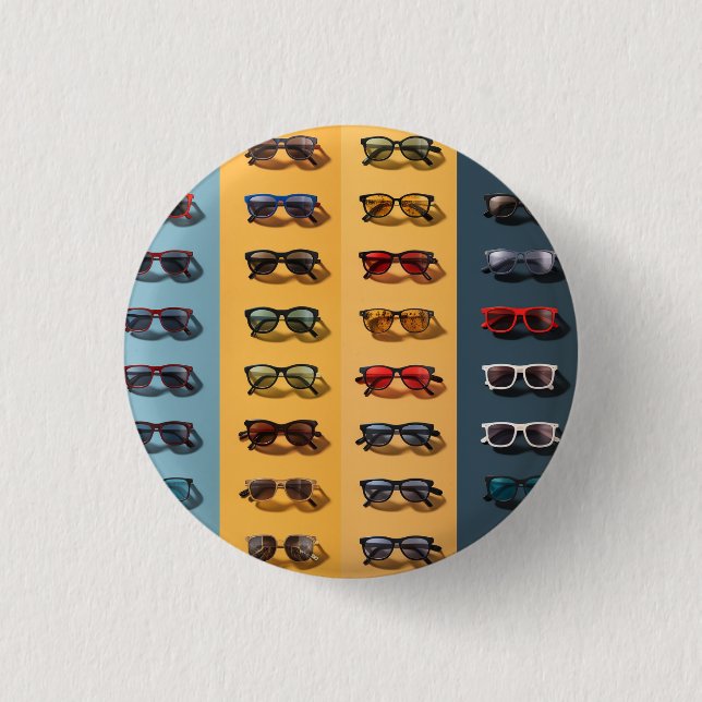 A sunglasses pattern design,  1 inch round button (Front)