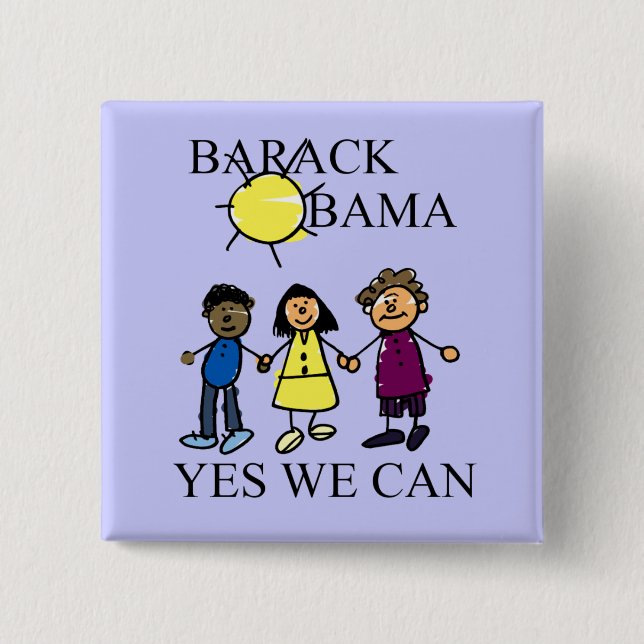 A SUNNY DAY WITH OBAMA 2 INCH SQUARE BUTTON (Front)