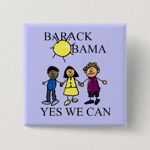 A SUNNY DAY WITH OBAMA 2 INCH SQUARE BUTTON
