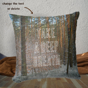 A sunny winter day in the pine forest throw pillow