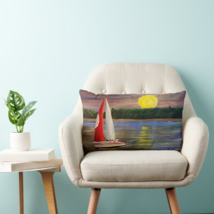 A Sunset Sail, by Gary Poling Lumbar Pillow