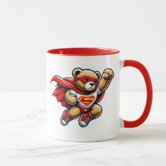 A super hero bear in the middle of the flight. mug