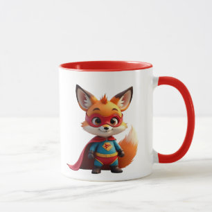 A superhero fox with red mask and cape. mug