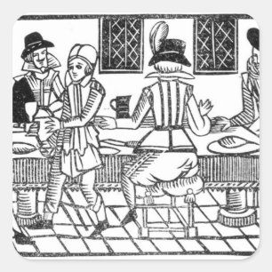 A Supper Party, a 'Book of Roxburghe Ballads' Square Sticker