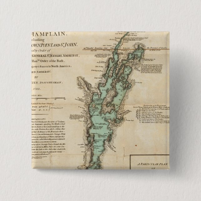 A Survey of Lake Champlain 2 Inch Square Button (Front)