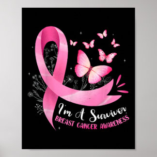 A Survivor Breast Cancer Awareness Pink Ribbon Wom Poster