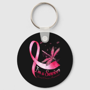 A Survivor Dragonfly Breast Cancer Awareness Keychain