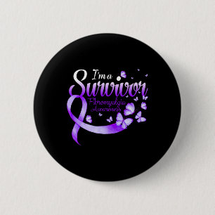 A Survivor Fibromyalgia Awareness Butterfly  2 Inch Round Button