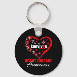 A Survivor Heart Disease Awareness Red Butterfly Keychain