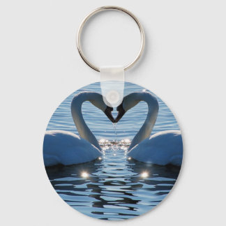 A Swan Heart Kiss, Reflections of Love Keychain