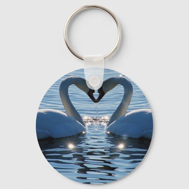 A Swan Heart Kiss, Reflections of Love Keychain (Front)