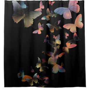 A Swarm of Butterflies - Pastel Rainbow on Black