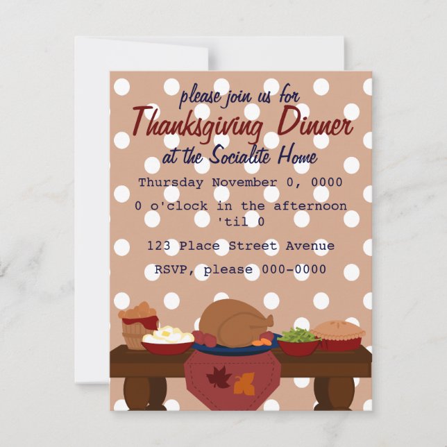 A Sweet and Simple Thanksgiving Dinner Invitation (Front)