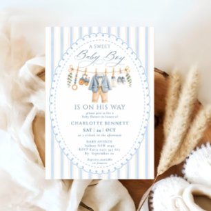 A Sweet Baby Boy Clothes Baby Shower  Invitation