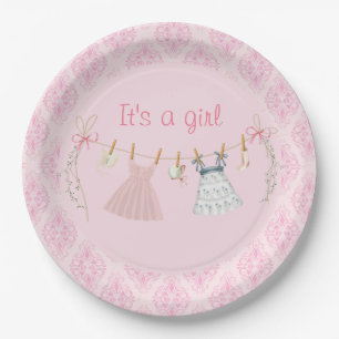 A Sweet baby girl in own the way, baby shower invi Paper Plate