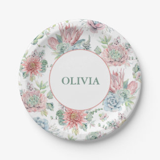 A Sweet Baby Girl Purple & Pink Baby Shower Plates