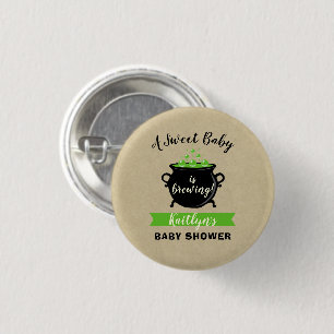 A Sweet Baby Is Brewing Halloween Baby Shower 1 Inch Round Button