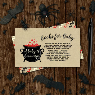 A Sweet Baby Is Brewing Halloween Baby Shower Book Enclosure Card