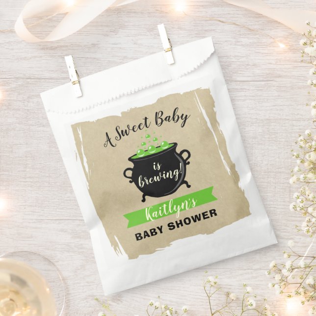 A Sweet Baby Is Brewing Halloween Baby Shower Favour Bag (Clipped)
