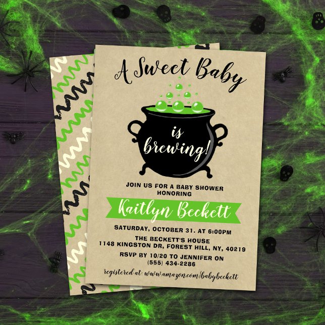 A Sweet Baby Is Brewing Halloween Baby Shower Invitation (Creator Uploaded)