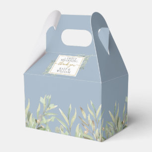 A Sweet Beginning Greenery Dusty Blue Wedding Favor Box
