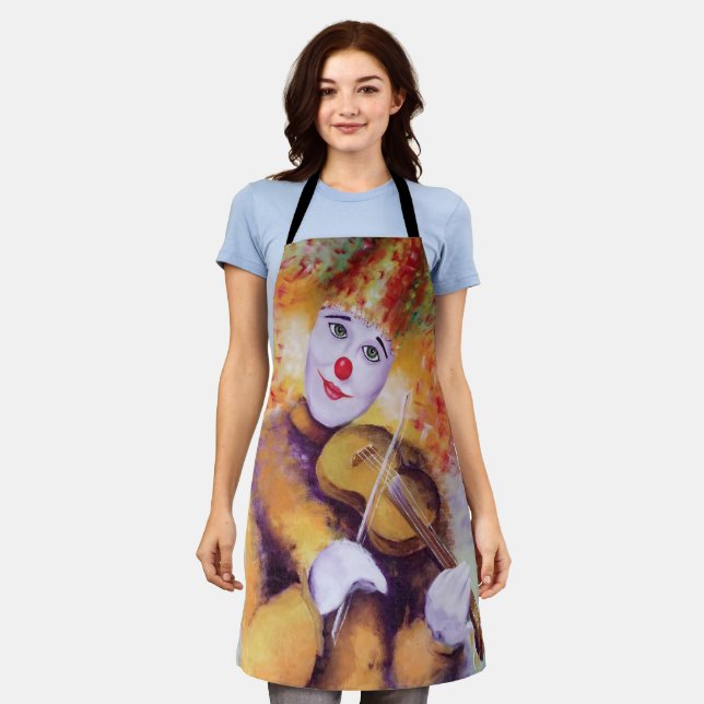 A sweet clown playing the violin apron (Worn)
