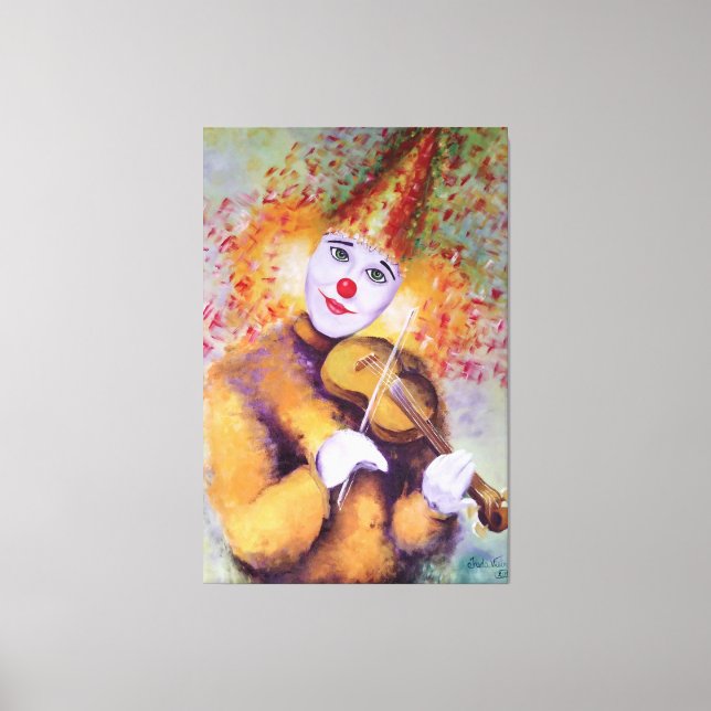 A sweet clown playing the violin canvas print (Front)