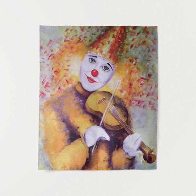 A sweet clown playing the violin tapestry (Front)