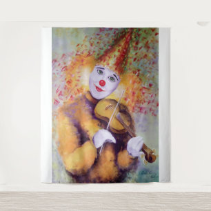 A sweet clown playing the violin tapestry
