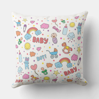 A sweet colourful baby design throw pillow