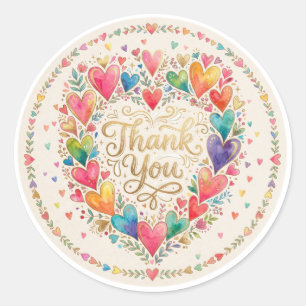 A Sweet Colourful Thank You  Classic Round Sticker