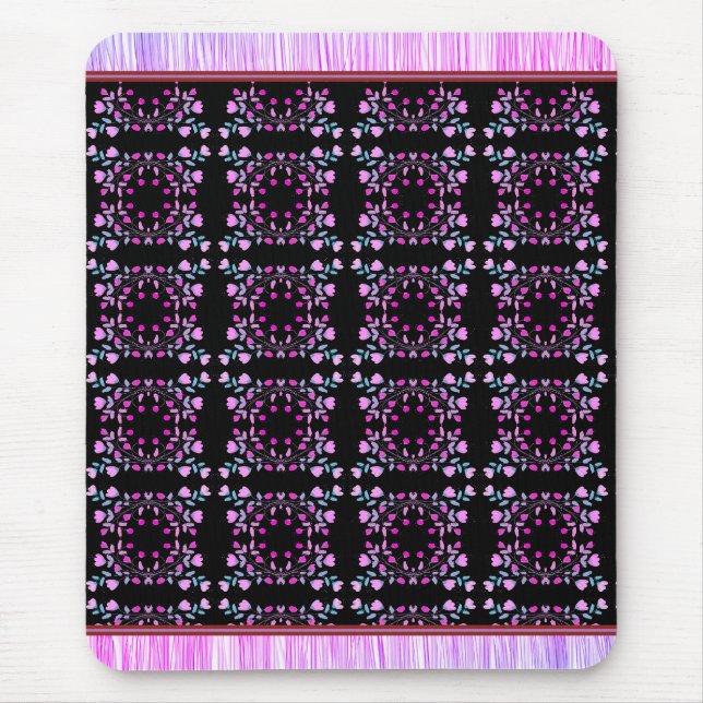 A Sweet Dainty Flowered Print Rug Style Mouse Pad (Front)