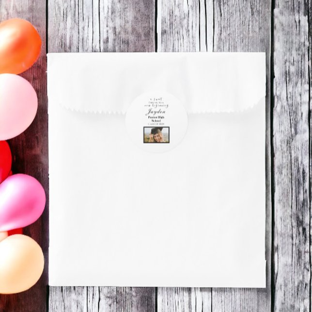 A Sweet End to a New Beginning Graduation Photo  Classic Round Sticker (Creator Uploaded)