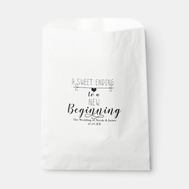 A Sweet Ending New Beginning Chic Wedding Favour Bag (Front)