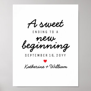 A Sweet Ending to a New Beginning Custom Wedding Poster