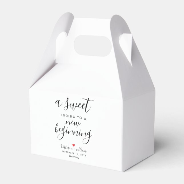 A Sweet Ending to a New Beginning Elegant Wedding Favor Box (Front Side)