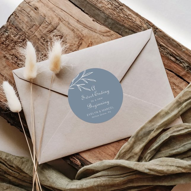 A Sweet Ending to A new beginning Formal Wedding  Classic Round Sticker (Creator Uploaded)