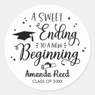 A Sweet Ending To A New Beginning Grad Sticker